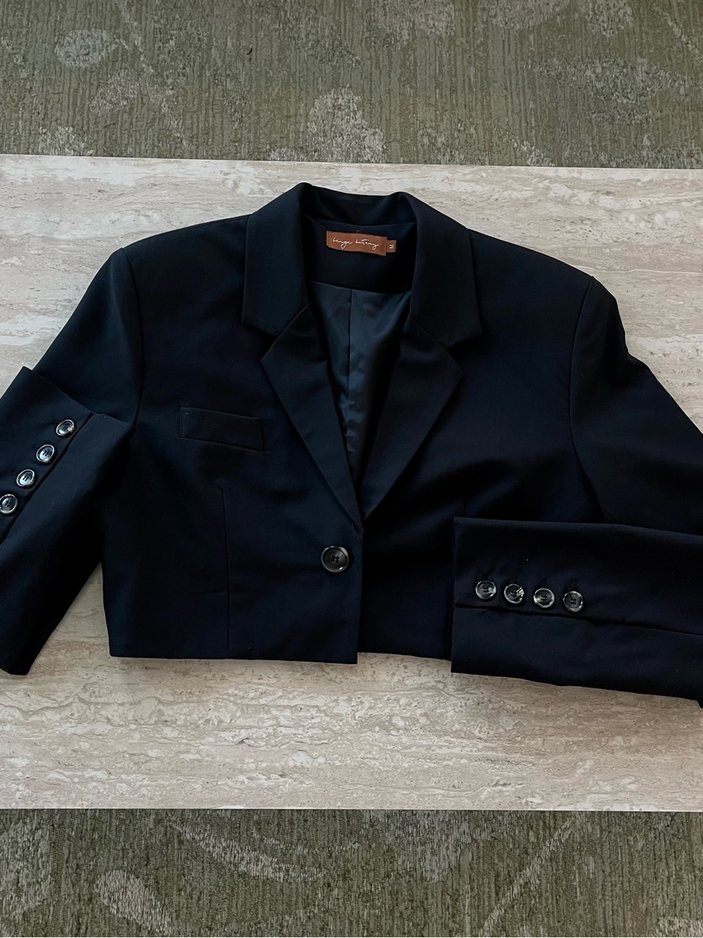 Cropped Black Women's Blazer - Classic Single-Button Tailored Jacket